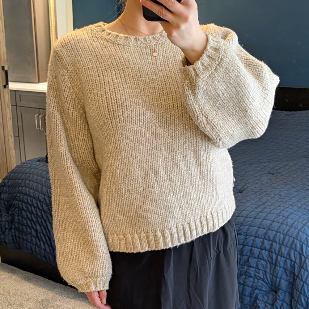 & Other Stories Balloon Sleeve Marled Wool Blend Sweater